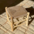Tabouret artisanal Tazrouten bois et kittane crème