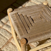 Tabouret artisanal Tazrouten bois et kittane crème