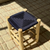 Tabouret artisanal Tazrouten bois et Kittane bleu