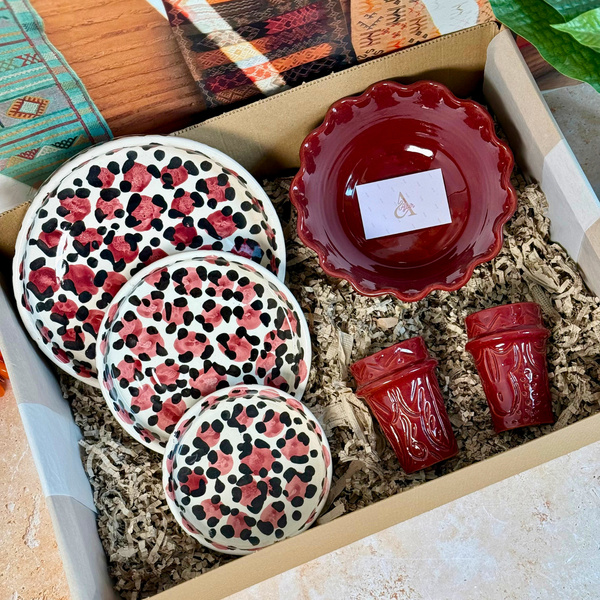 Coffret cadeau artisanal XL Abrid crème & bordeaux