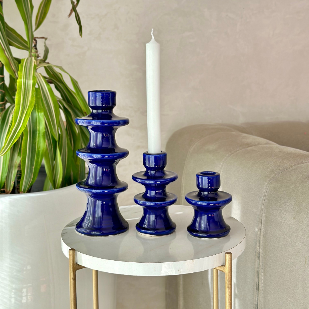 Porte bougie bleu moderne