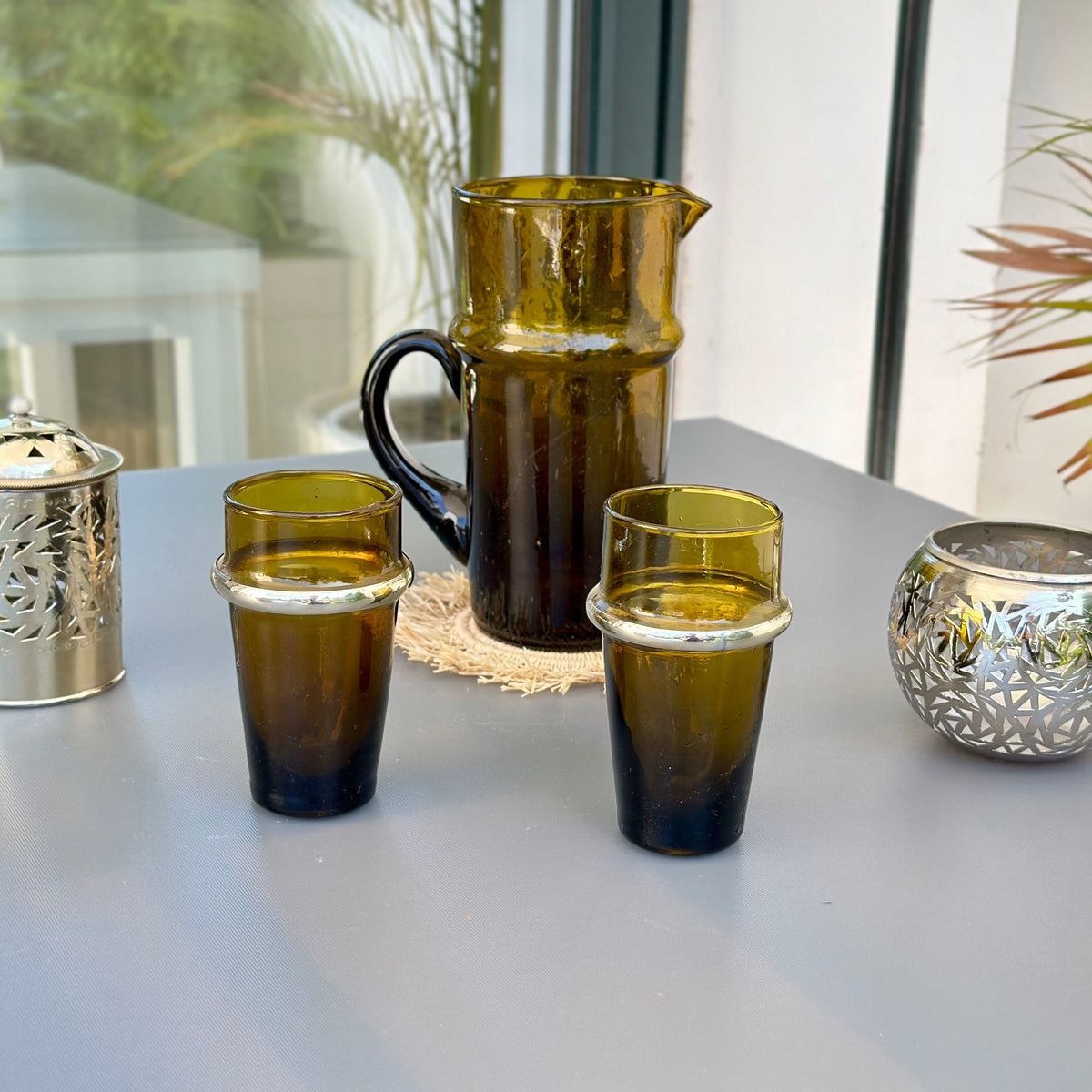 Carafe verre beldi ambre - Ajbir