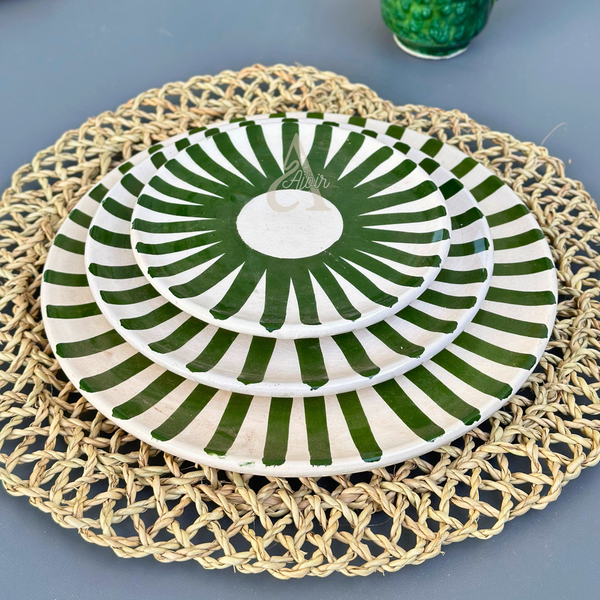 Set de 6 assiettes Tafoukt Vert rayé