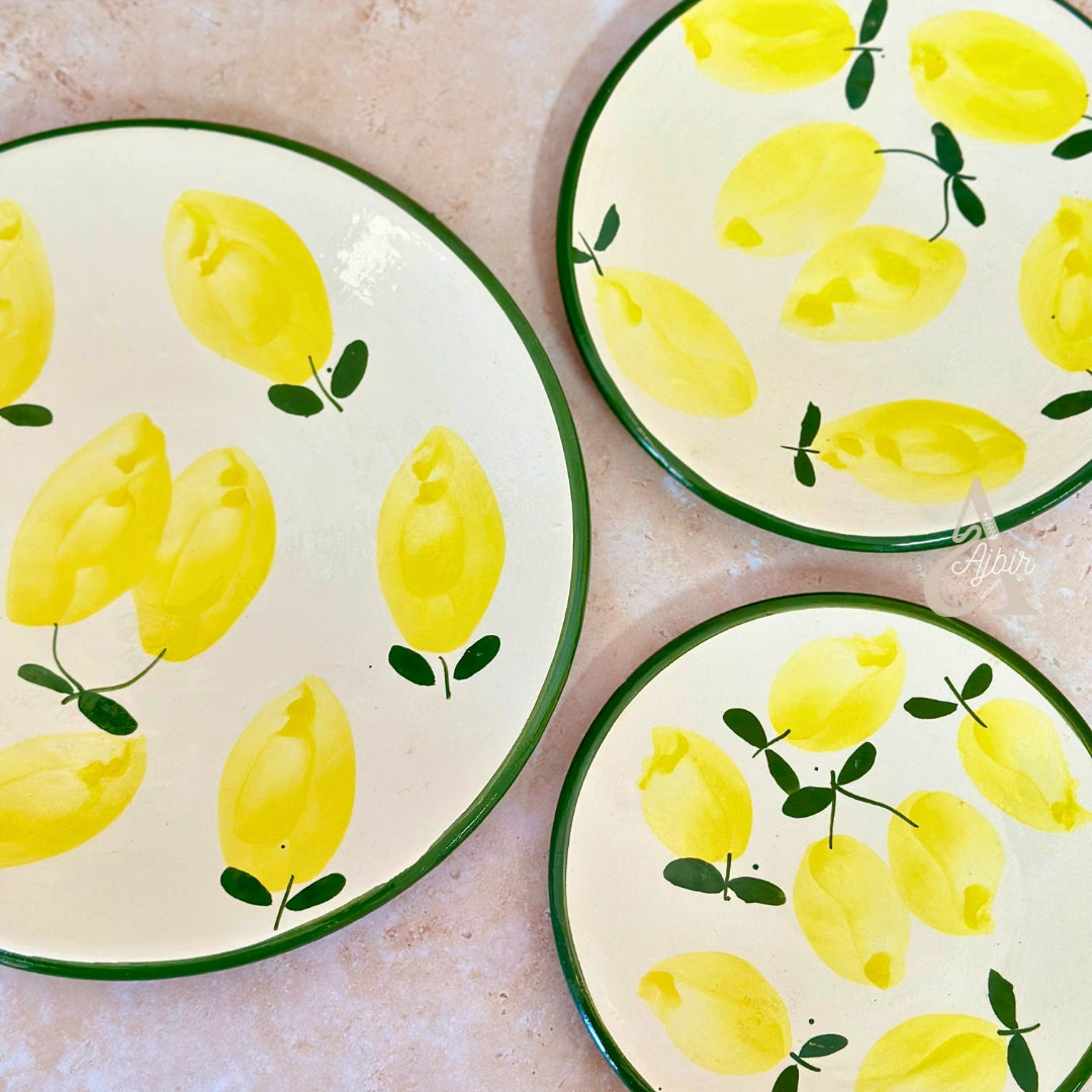 Set de 3 Assiettes Artisanales aux Motifs Citron