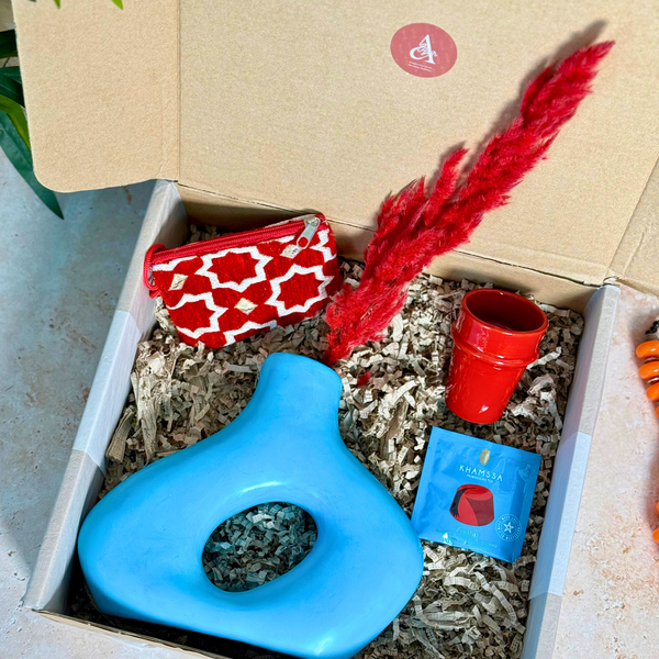 Coffret cadeau artisanal Tarbouch rouge et bleu