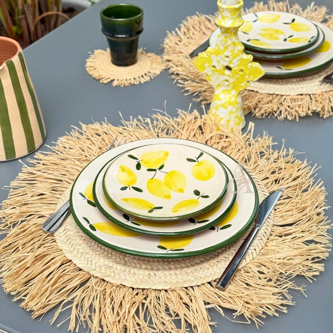 Set de 3 Assiettes Artisanales aux Motifs Citron