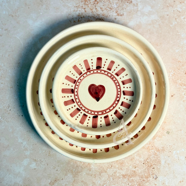 Set de 3 Assiettes Azrar en Céramique Artisanale motif coeur