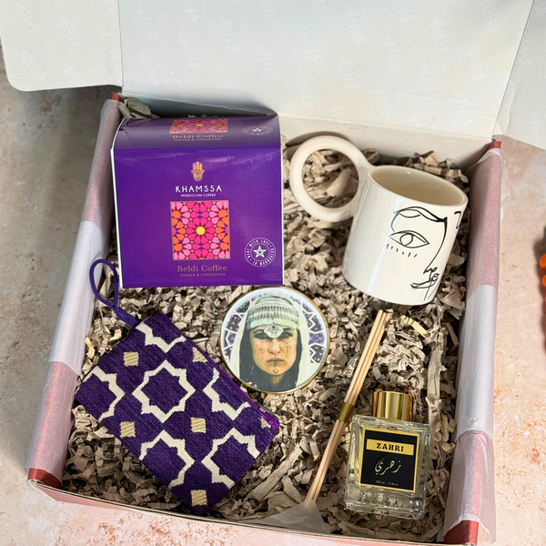 Coffret cadeau artisanal Dihya café mauve