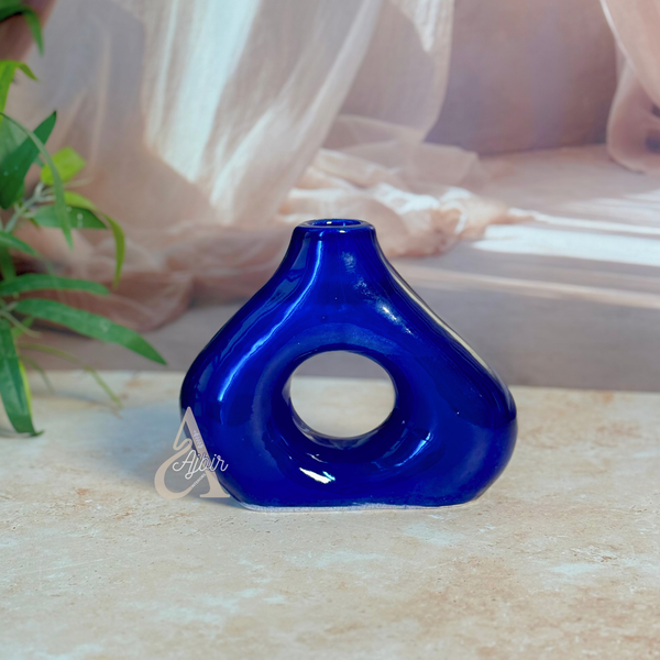 Vase artisanal Medina bleu vernis