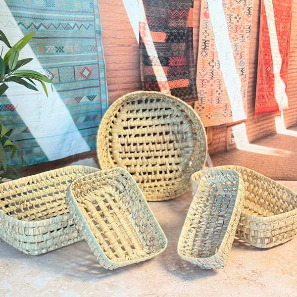 Panier rond en raphia tressé 30cm