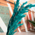 Bouquet de 3 pampas en turquoise foncé