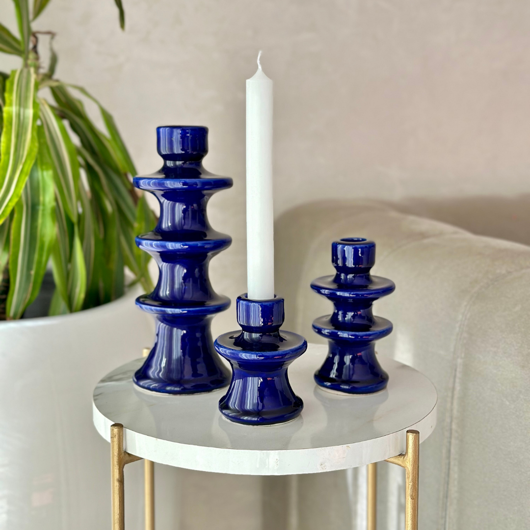 Porte bougie bleu moderne
