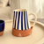 Carafe artisanale bicolore rayée bleu