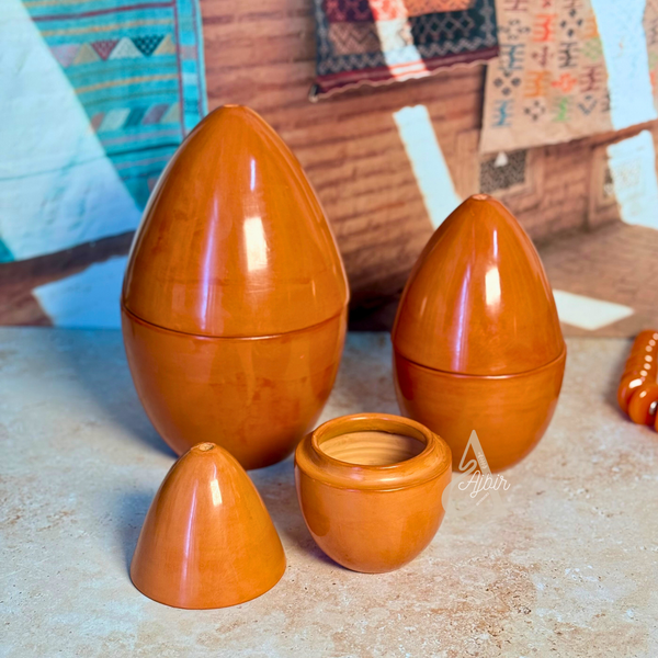 Œuf décoratif artisanal en céramique Tazdayt Terracota