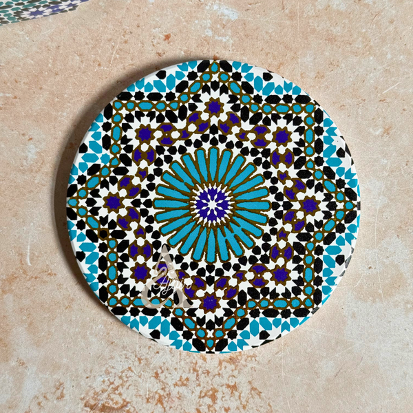 Pack 6 sous tasses Zellige rond turquoise