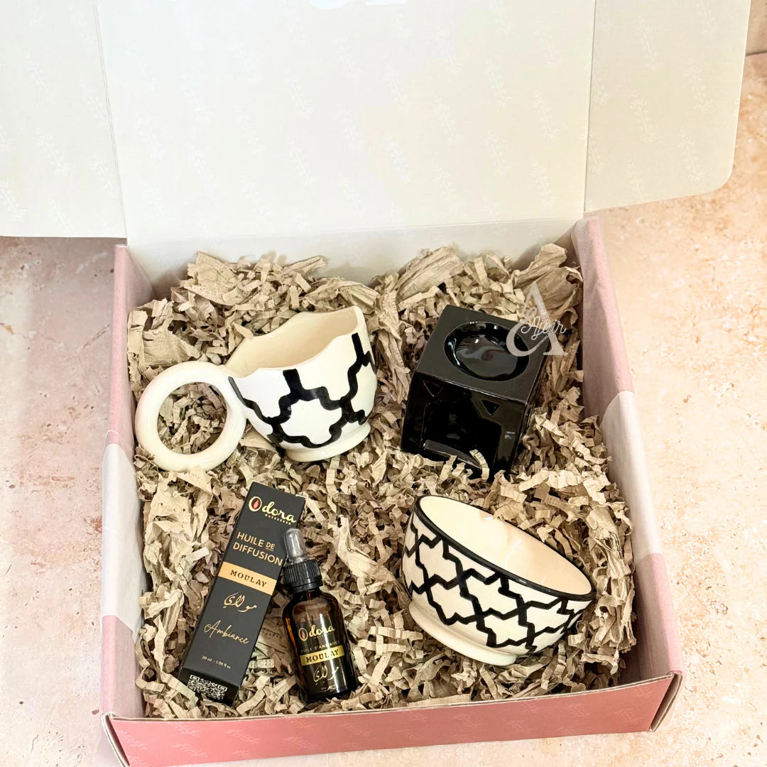 Duo 2 coffrets cadeaux Zellige noir et blanc