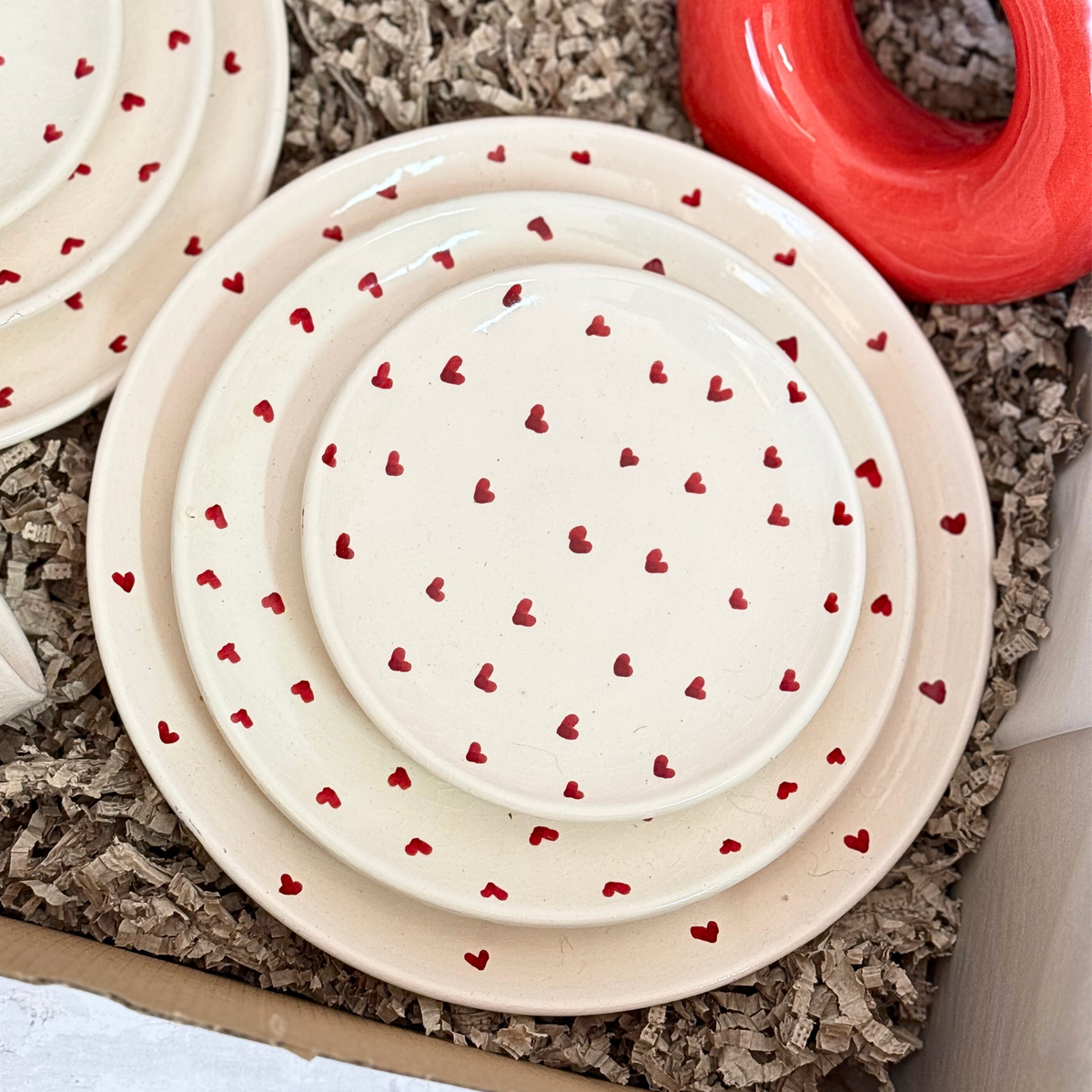 Coffret Cadeau Artisanal XL Service Cœurs Rouge