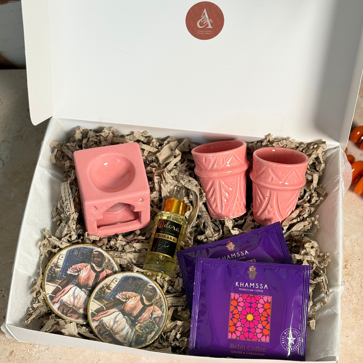 Coffret cadeau artisanal Tazult café rose