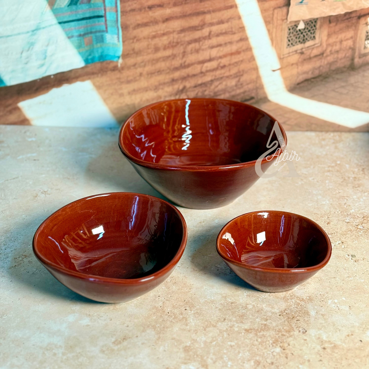 Bol artisanal Tafrant en céramique bordeaux