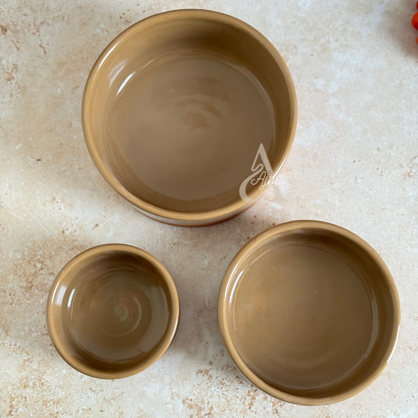 Set 3 saladiers bicolore Terracota et beige