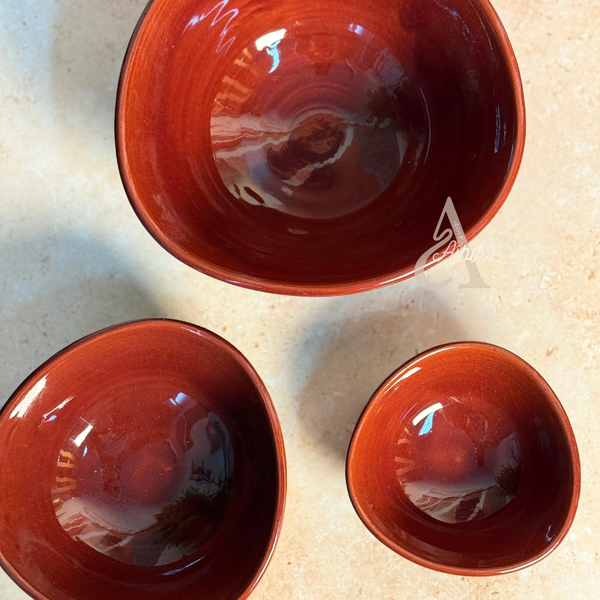 Bol artisanal Tafrant en céramique bordeaux