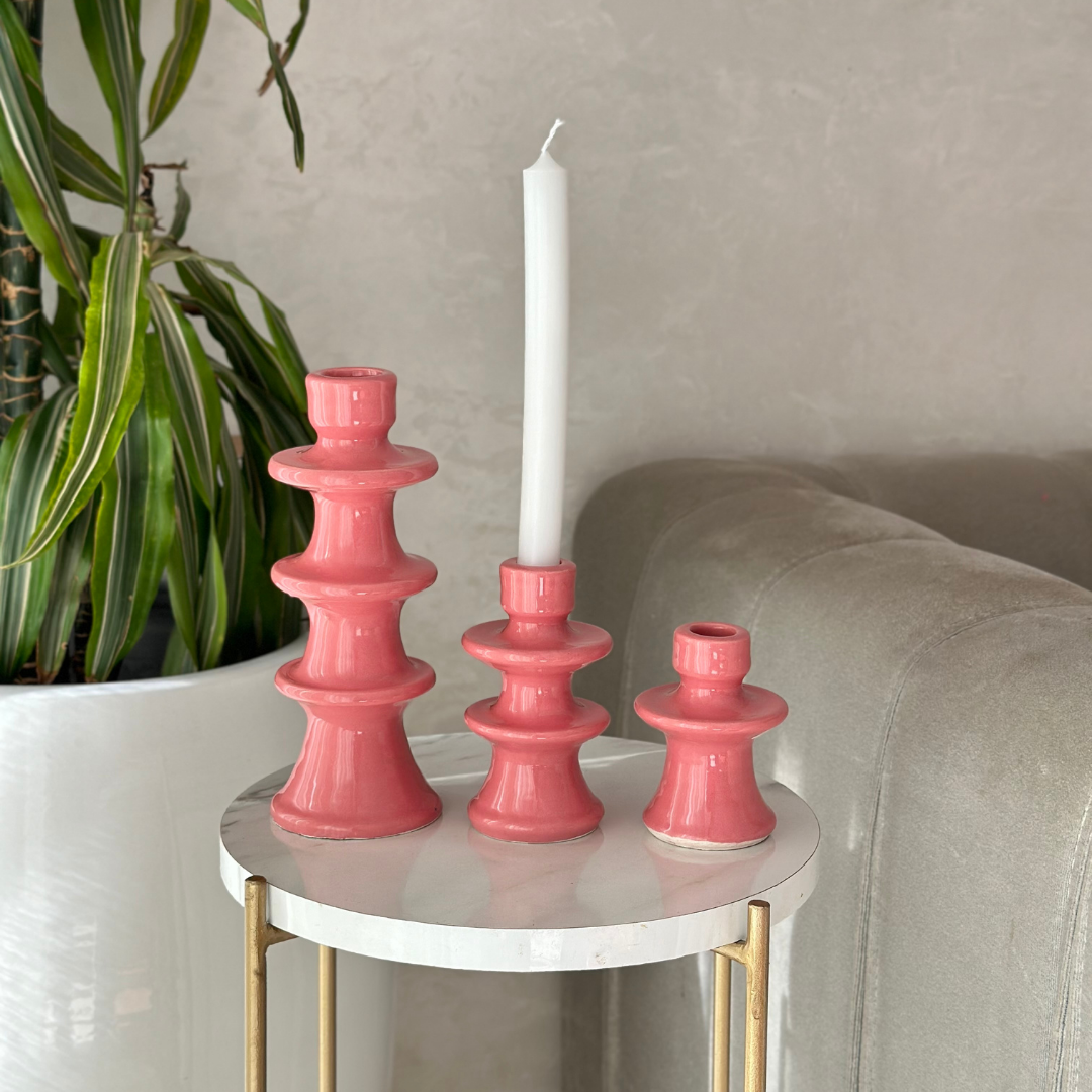 Porte bougie rose moderne
