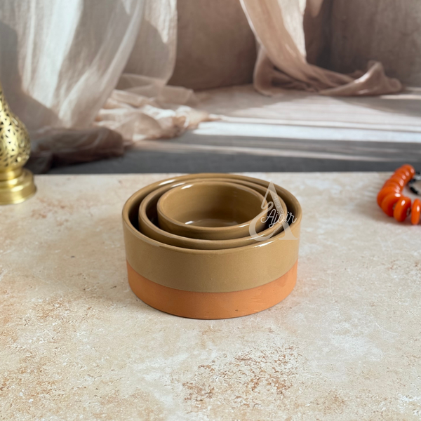 Set 3 saladiers bicolore Terracota et beige