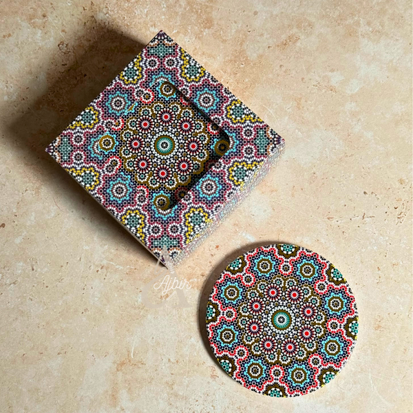 Pack 6 sous tasses Zellige rond multicolore