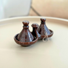 Petit tajine sel & poivre artisanal Marron moucheté