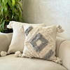 Housse de coussin Tit gris et blanc - Ajbir