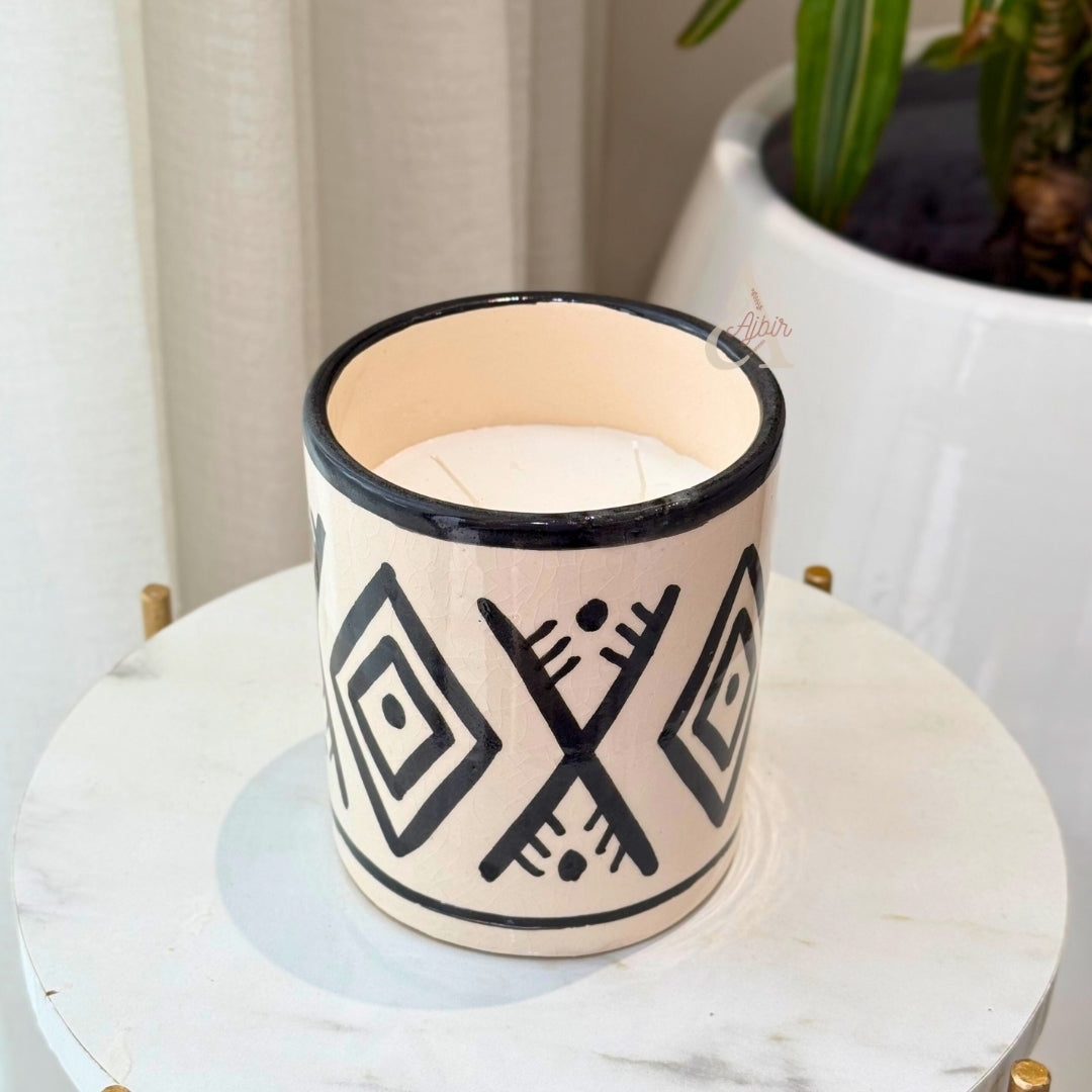Bougie artisanale Amazigh noire XL parfum Verveine & Citron
