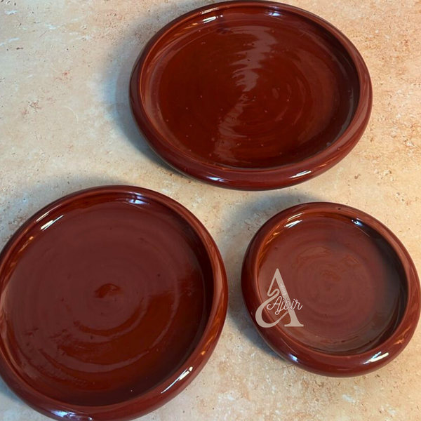 Set de 3 assiettes Amur en céramique artisanale Bordeaux