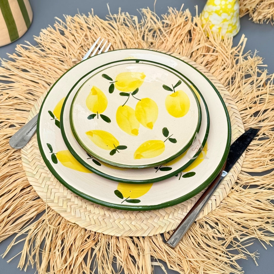Set de 3 Assiettes Artisanales aux Motifs Citron