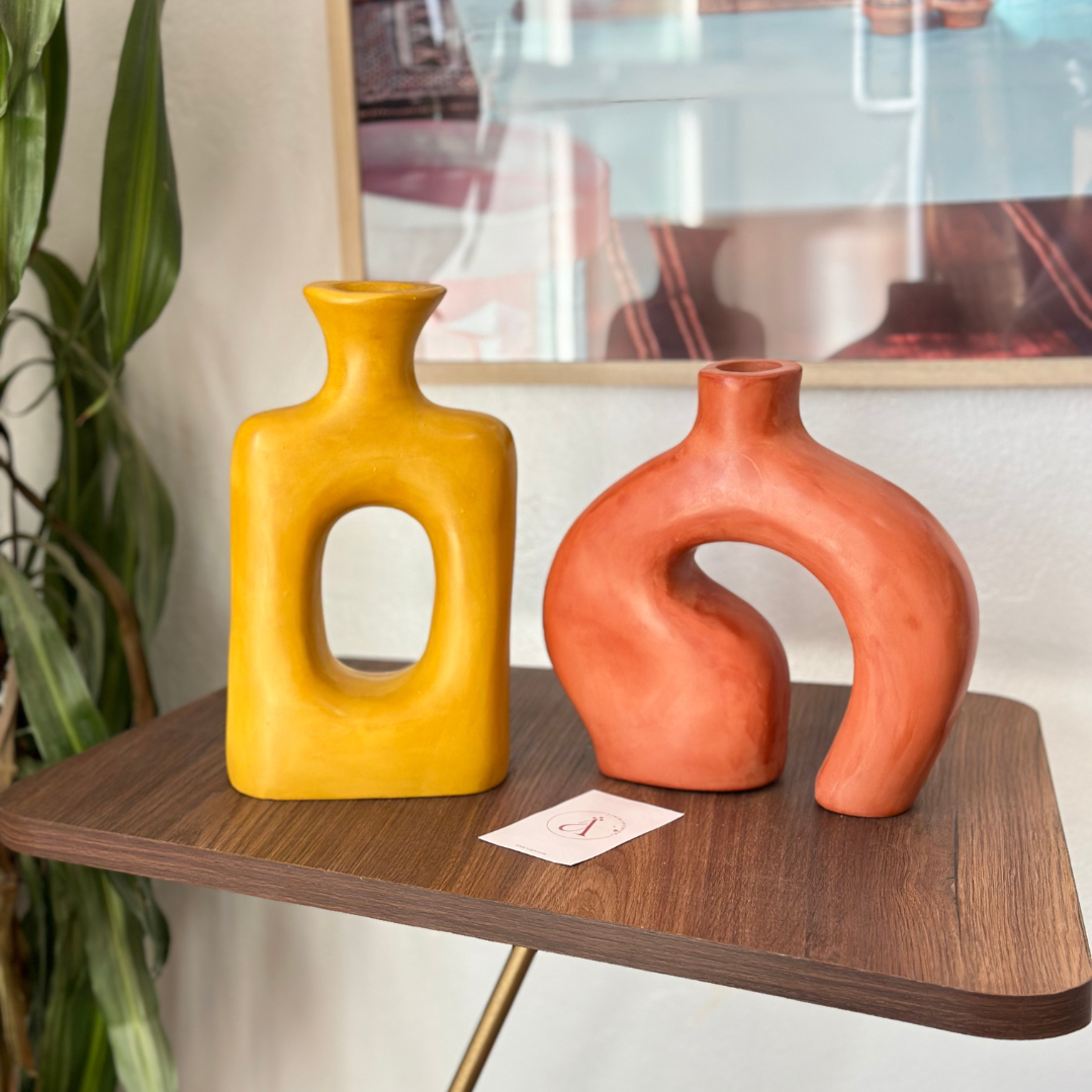 Pack déco artisanal terracota et jaune moutarde