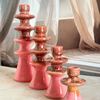 Porte bougie moderne rose moucheté