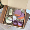 Coffret cadeau artisanal mauve et argent