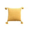 Housse de Coussin à pompons 50cmx45cm Jaune moutarde - Ajbir