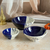 Set 3 saladiers bicolore bleu et blanc Aksel