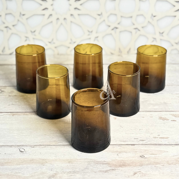 Set de 6 verres à eau/jus beldi marron 9cm