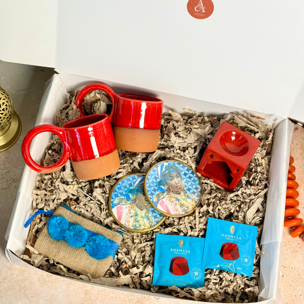 Coffret cadeau artisanal Bahta rouge et bleu