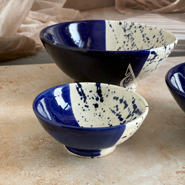 Set 3 saladiers bicolore bleu et blanc Aksel