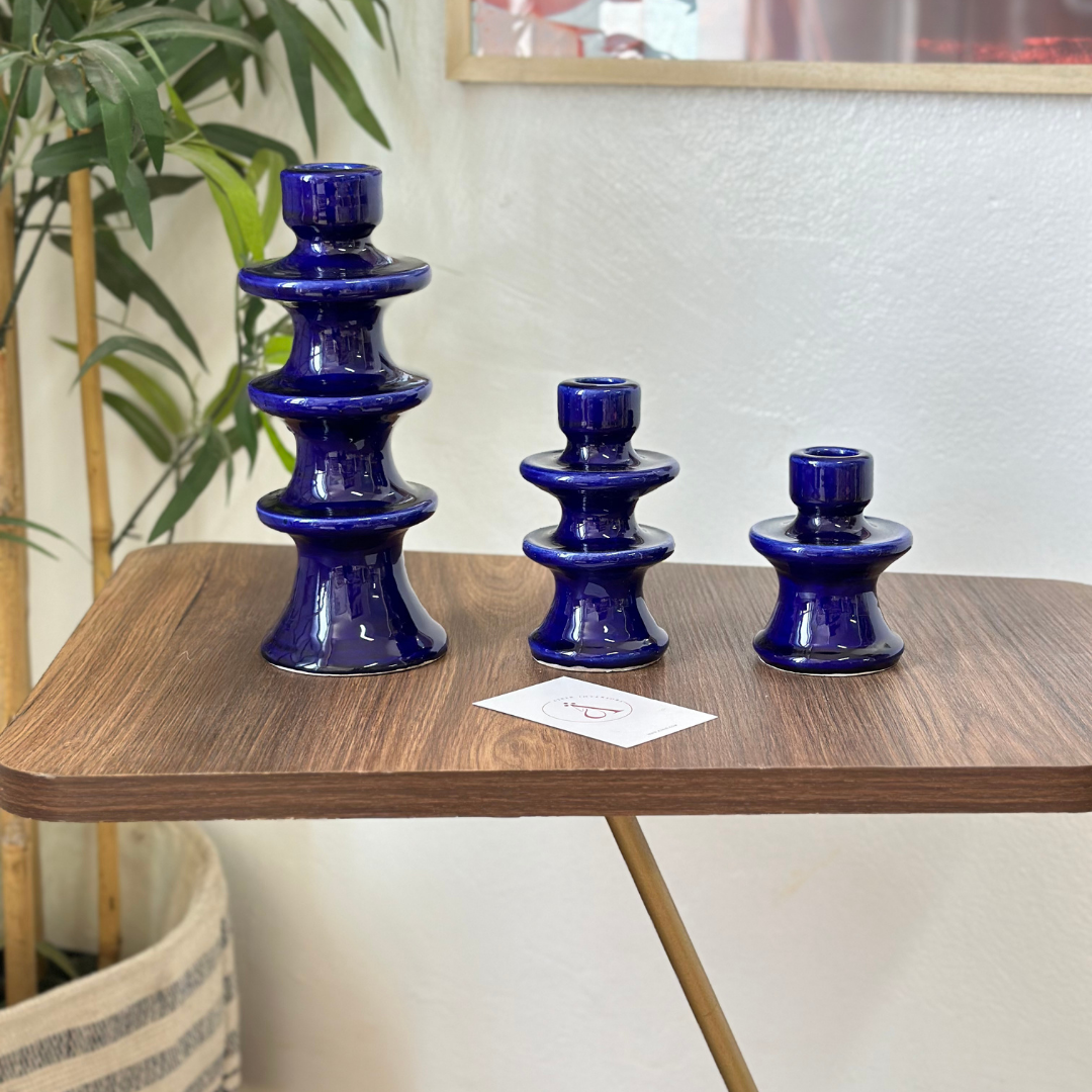 Porte bougie bleu moderne