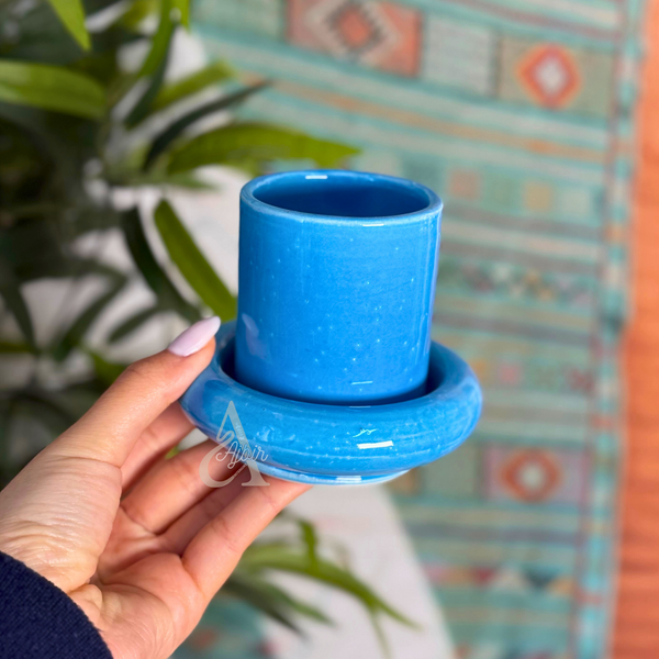 Tasse à café Asil en céramique artisanale avec sous-tasse