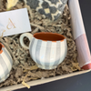 Coffret cadeau artisanal rayé gris