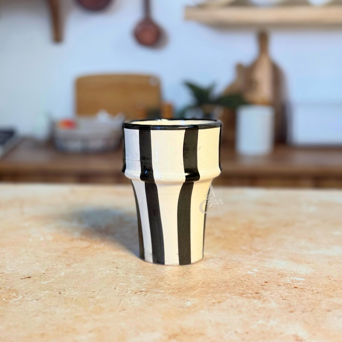 Verre beldi rayé blanc et noir