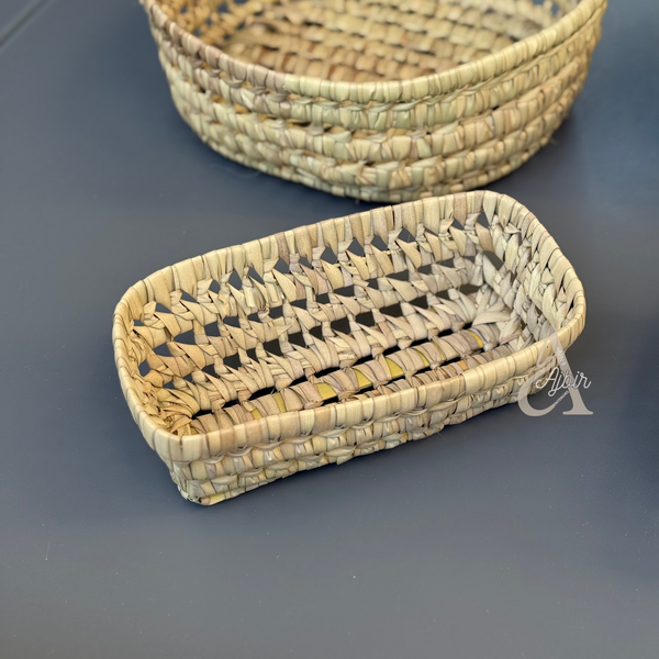 Panier rectangulaire en raphia 22x11cm