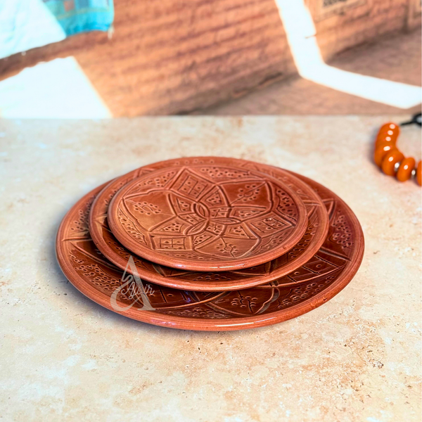 Set 3 assiettes en céramique artisanale Tizwelt Terracota