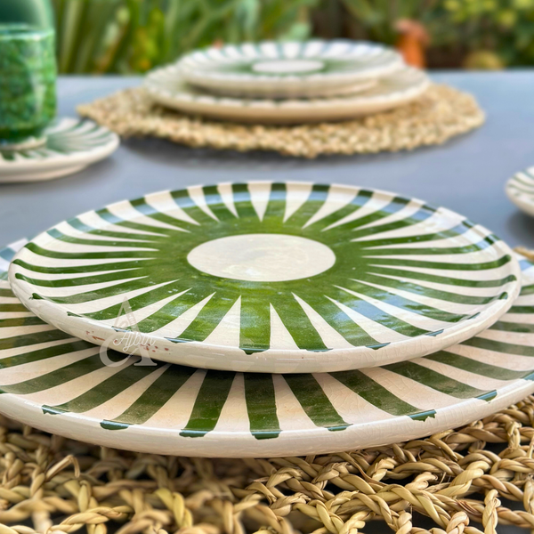 Set de 6 assiettes Tafoukt Vert rayé