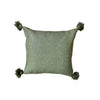 Housse de coussin à pompons 45cmx50cm vert kaki - Ajbir