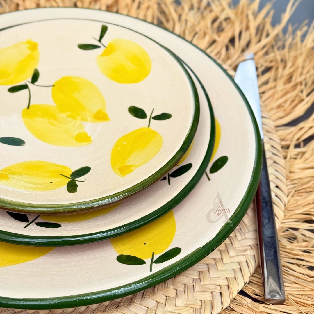Set de 3 Assiettes Artisanales aux Motifs Citron